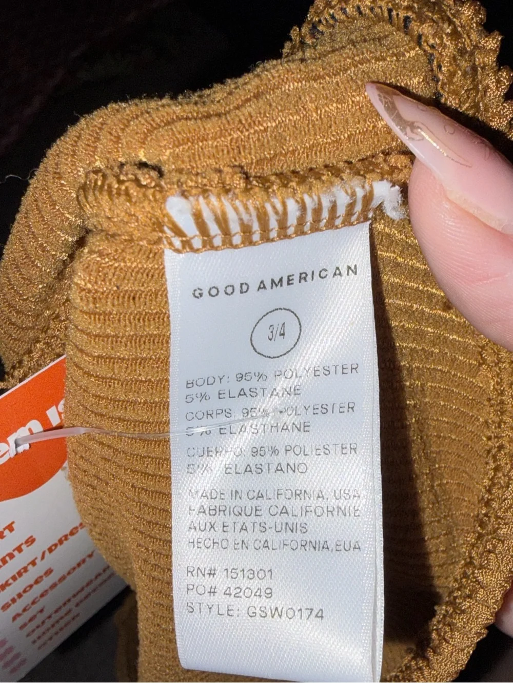 Good American Ribbed Bandeau Tube Top Earth Tone Size 3/4 GSW0174